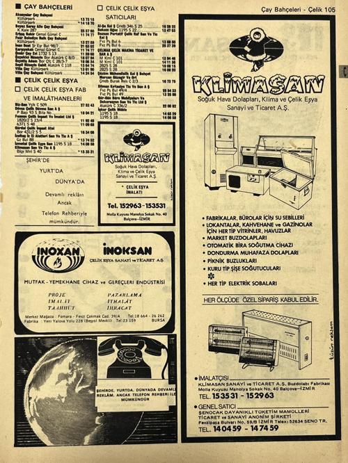 İzmir 1982-1983 Meslek Reklam İlanı Efemera S105