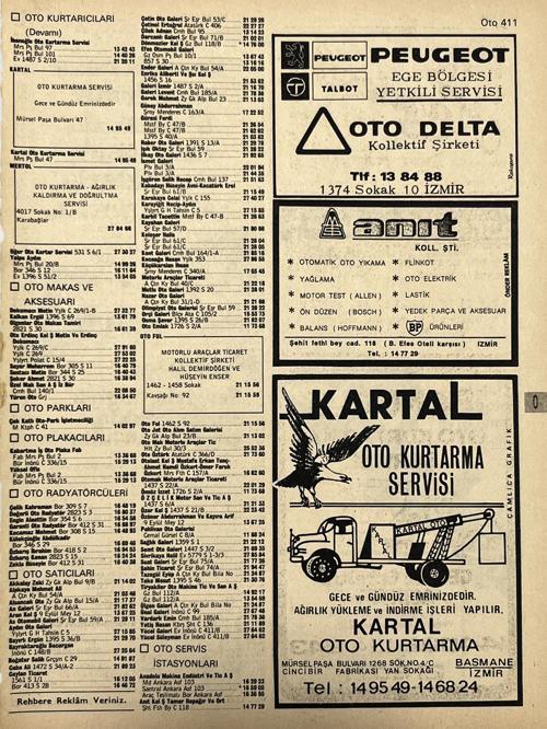 İzmir 1982-1983 Meslek Reklam İlanı Efemera S411