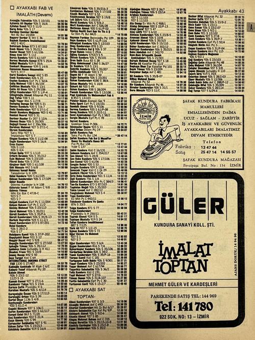 İzmir 1982-1983 Meslek Reklam İlanı Efemera S43
