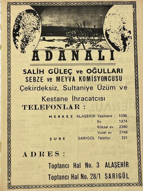 Manisa 1987 Meslek Reklam İlanı Efemera S-79