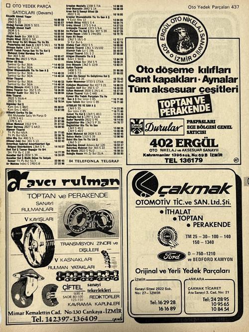İzmir 1982-1983 Meslek Reklam İlanı Efemera S437