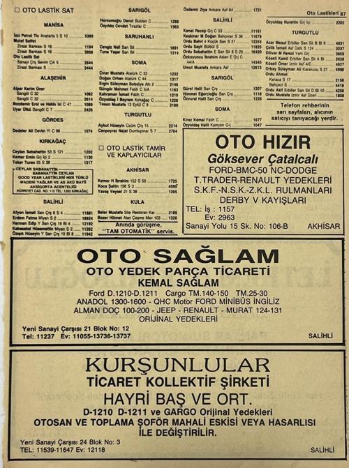 Manisa 1987 Meslek Reklam İlanı Efemera S-87