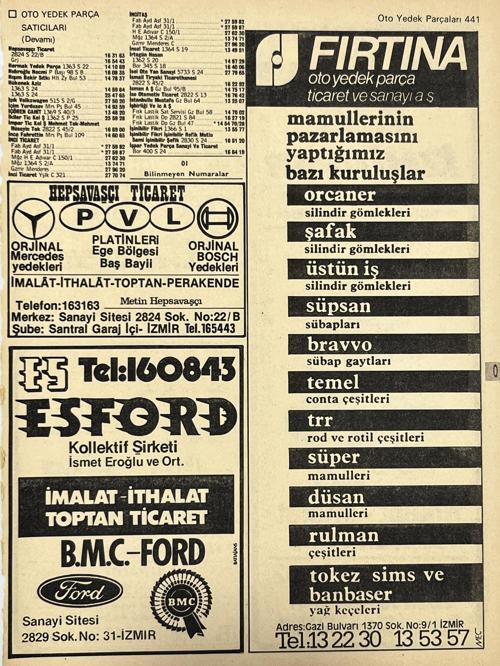 İzmir 1982-1983 Meslek Reklam İlanı Efemera S441