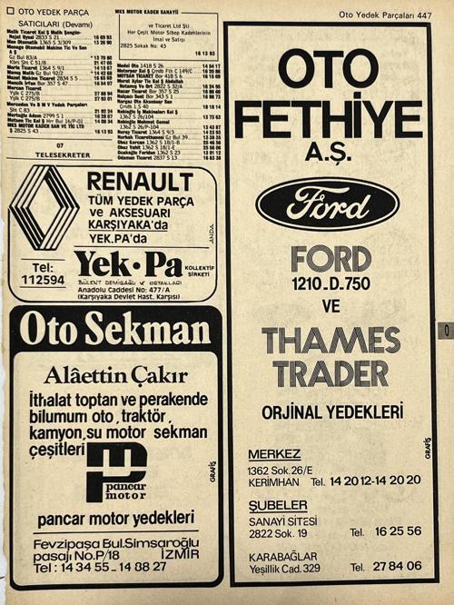 İzmir 1982-1983 Meslek Reklam İlanı Efemera S447