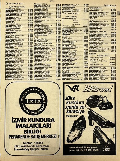 İzmir 1982-1983 Meslek Reklam İlanı Efemera S45