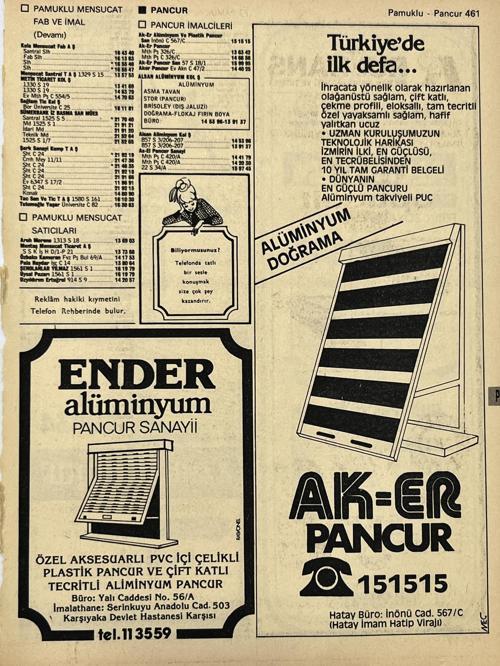 İzmir 1982-1983 Meslek Reklam İlanı Efemera S461