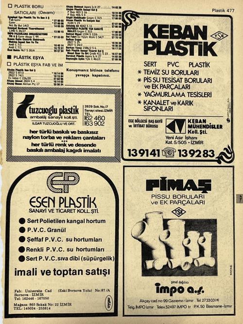 İzmir 1982-1983 Meslek Reklam İlanı Efemera S477