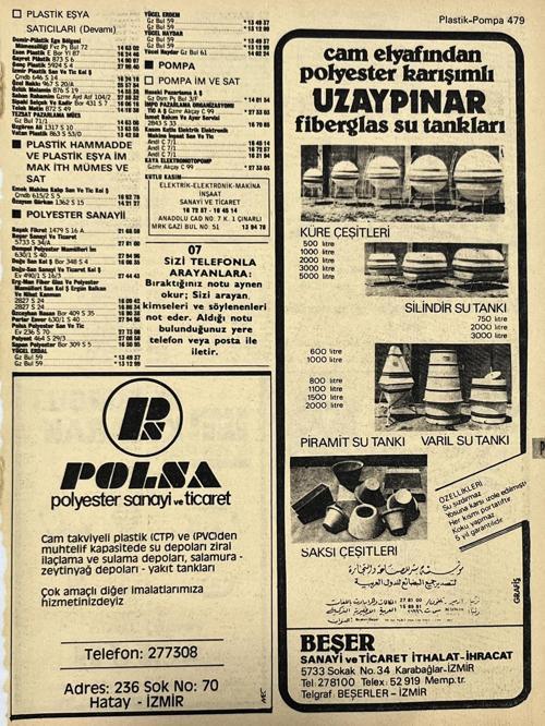 İzmir 1982-1983 Meslek Reklam İlanı Efemera S479