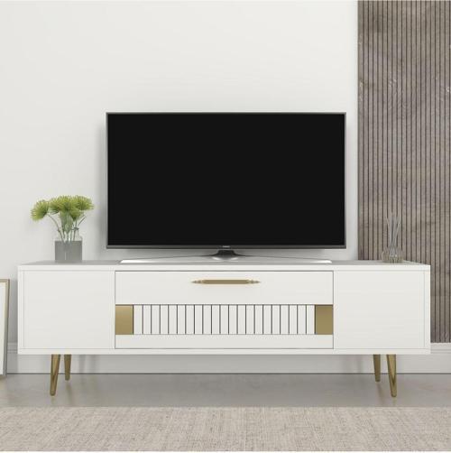 Fashionn Tv Sehpası (Alt Modül) Beyaz-Altın