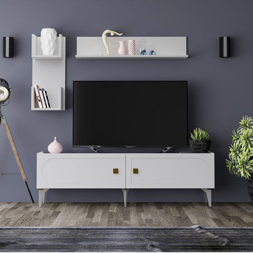 Owen Tv Ünitesi Takımı Beyaz (Beyaz Desen)