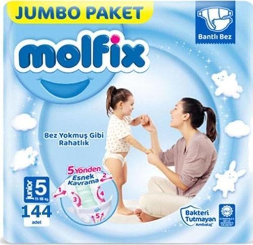 3D Junior Bebek Bezi 5 Beden Jumbo Paketi 144 Adet