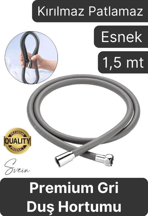 Premium 1,5 Metre Gri 360 Derece Dönebilen Kıvrılmayan Esnek Yumuşak Silikon Patlamaz Duş Hortumları