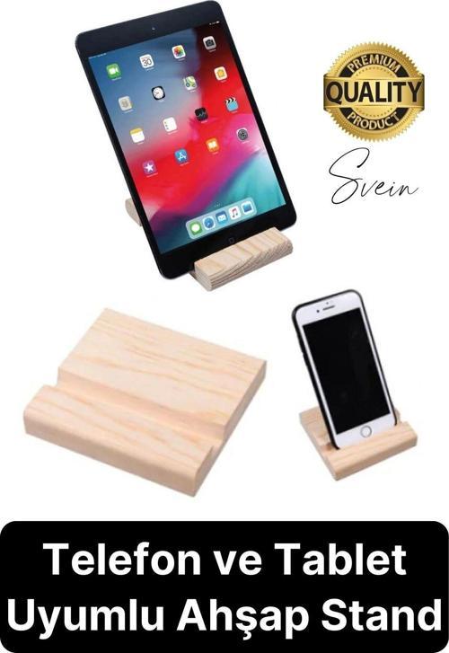 Doğal Masaüstü Ahşap Cep Telefonu ve Tablet Standı Natural Görünüm Şık İphone Android İos Uyumlu