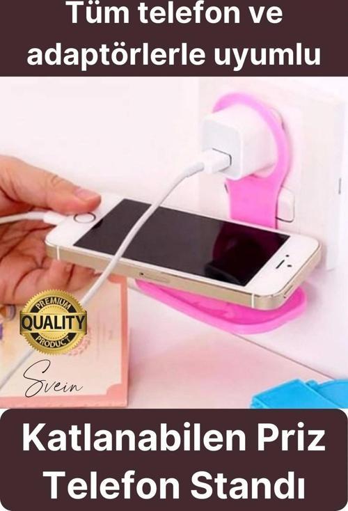 Pratik Priz Telefon Tutucu Şarj Askısı Standı Dekoratif Katlanır Plastik Adaptör Kablo Düzenleyici