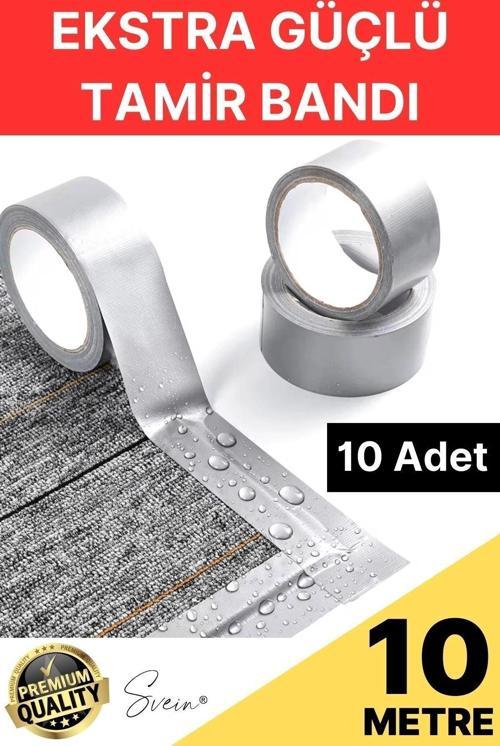 10 Adet 10 Mt Gri Lifli Tamir Takviye Onarım Bandı Su Geçirmez Sızdırmaz Kuvvetli Dayanıklı Çatlak