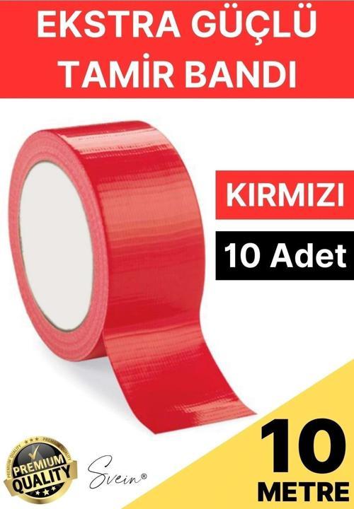 10 Adet 10 mt Kırmızı Tamir Takviye Kapatıcı Güçlü Onarım Bandı Su Geçirmez Sızdırmaz Dayanım Çatlak