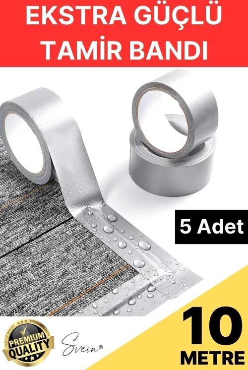5 Adet 10 Mt Gri Lifli Tamir Takviye Onarım Bandı Su Geçirmez Sızdırmaz Kuvvetli Dayanıklı Çatlak