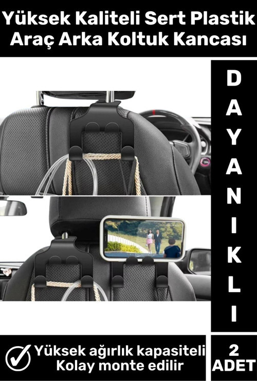 Premium Sert Plastik Yüksek Ağırlığa Dayanıklı Çanta Takım Elbise Araç Arka Koltuk Kancası 2 Adet