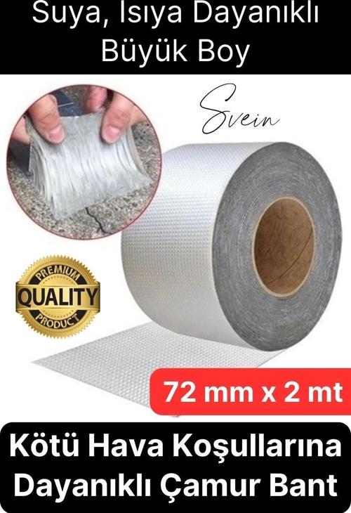 72 mm x 2 mt Su Geçirmez Sızdırmaz Çatı Boru Dayanıklı Çamur Sakız Bant Alüminyum Tamir Bandı