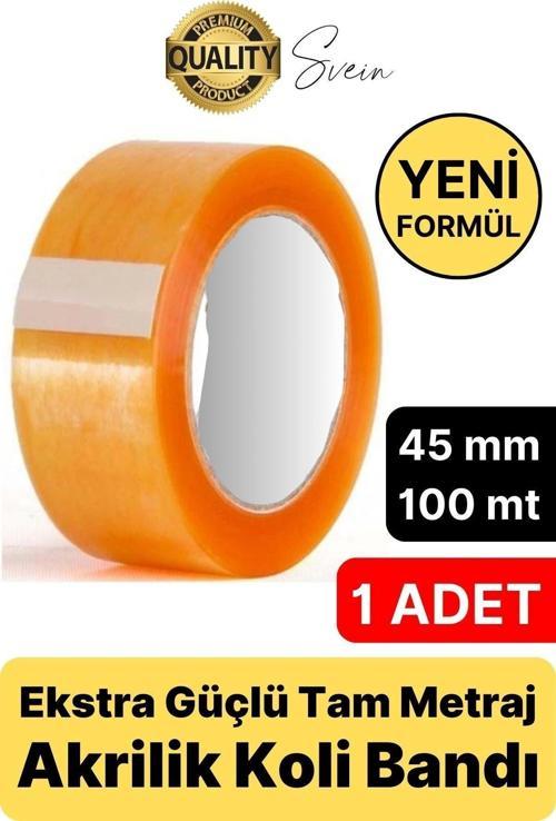 Ekstra Güçlü Yeni Formül 1 Adet 45 mm x 100 mt Koli Bandı Şeffaf Dayanıklı Bant Taşınma Ambalaj