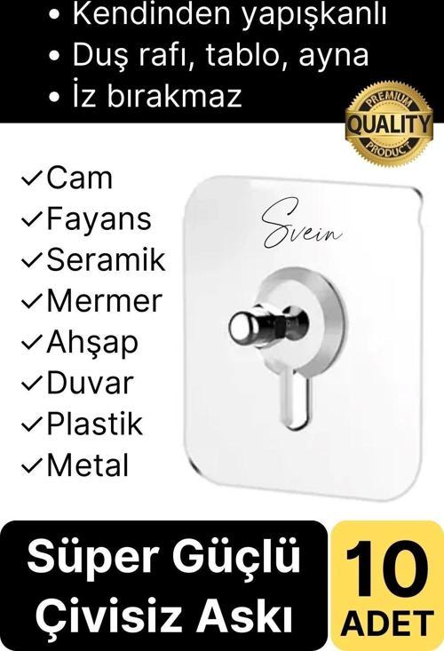 10 Adet Süper Güçlü Kendinden Yapışkanlı Tutunabilen Çok Amaçlı Çerçeve Tablo Banyo Duş Mutfak Askı