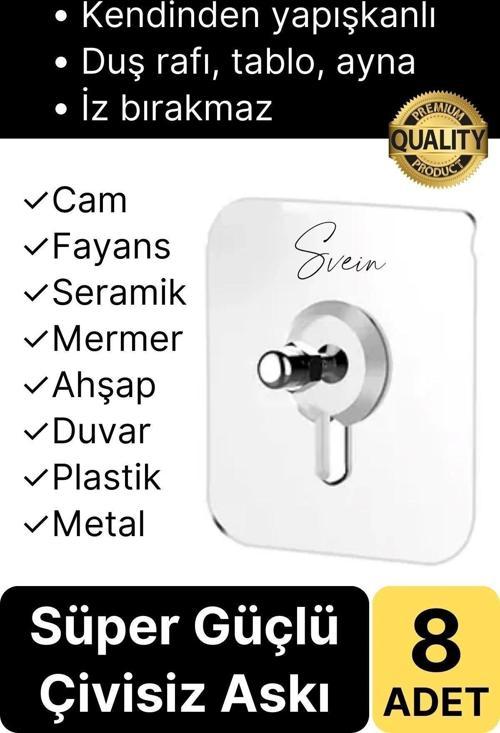 8 Adet Süper Güçlü Kendinden Yapışkanlı Tutunabilen Çok Amaçlı Çerçeve Tablo Banyo Duş Mutfak Askı