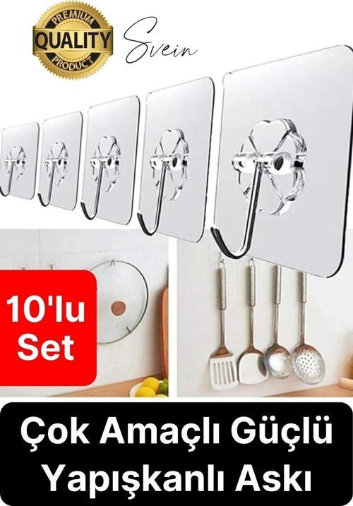 Özel Üretim 10 Adet Kendinden Yapışkanlı Askı Şeffaf Güçlü Anahtar Kapı Duvar Metal Kanca Çok Amaçlı