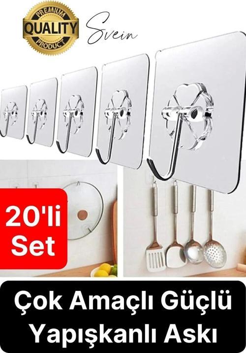 Özel Üretim 20 Adet Kendinden Yapışkanlı Askı Şeffaf Güçlü Anahtar Kapı Duvar Metal Kanca Çok Amaçlı