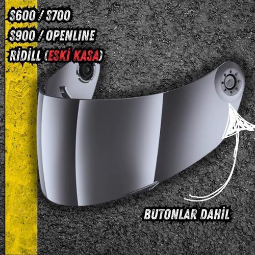 VZ6030 Gümüş Aynalı Kask Camı - S600/S700/S900/Openline/Ridill (Eski Kasa)