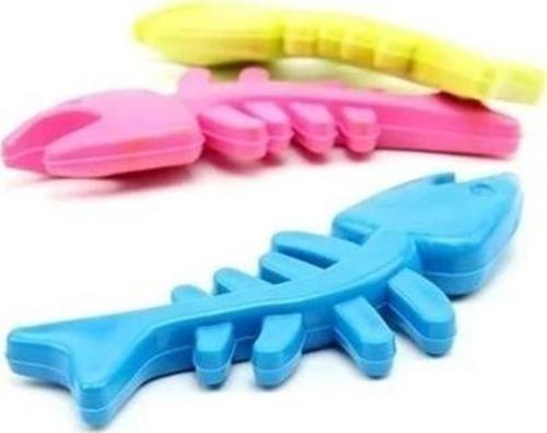 ® Balık Kemiği İskelet Şekilli Renkli Plastik Kedi Oyuncağı