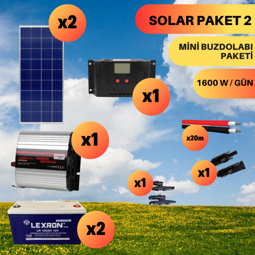 UrlaSolar Polikristal Mini Buzdolabı Paketi (PAKET 2)