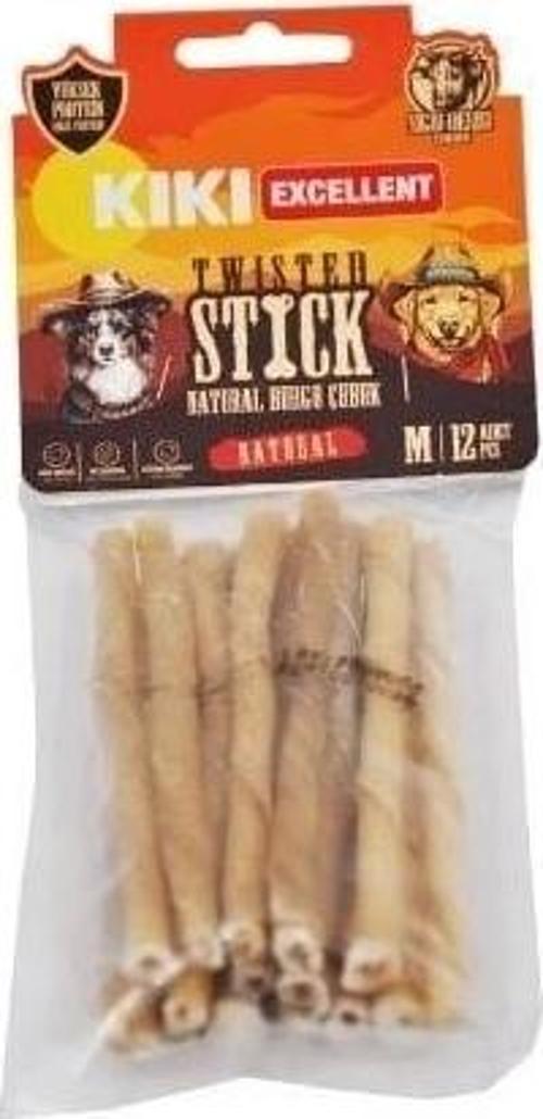 Sığır Derisinden Naturel Burgu Çubuk Kemik Köpek Ödülü 12 Adet