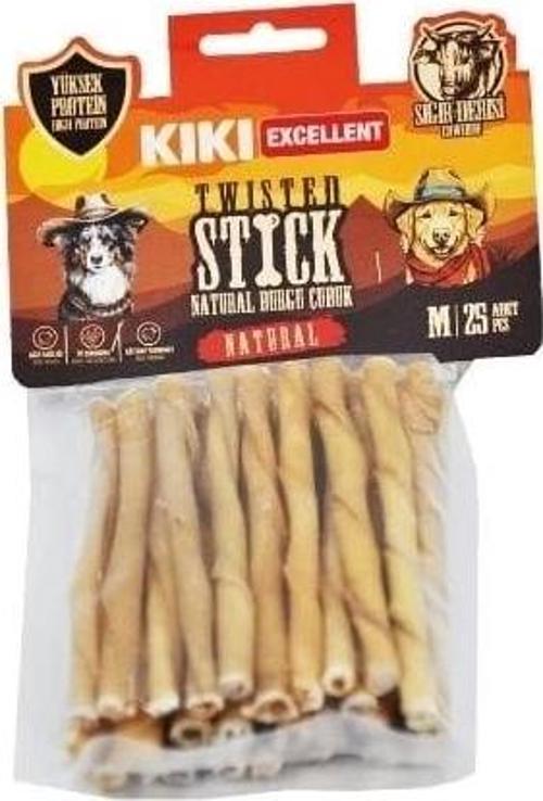 Sığır Derisinden Naturel Burgu Çubuk Kemik Köpek Ödülü 25 Adet