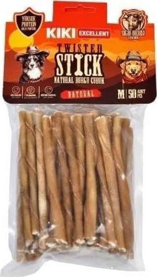 Sığır Derisinden Naturel Burgu Çubuk Kemik Köpek Ödülü 50 Adet
