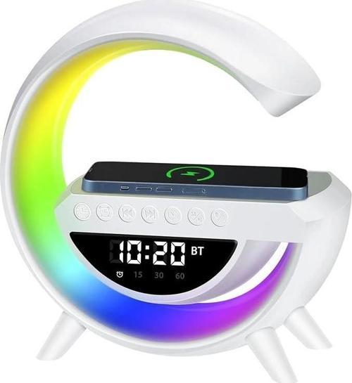 Polygold BT3401 Rgb Ledli Dijital Saat Alarm Radyo 15w Kablosuz Şarj Bluetooth Hoparlör