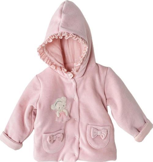 Kız Bebek Kurdela Detaylı Pembe Kız Bebek Mont AC23156