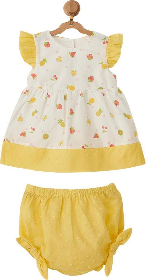 Kız Bebek Meyve Motifli Sarı Elbise Takım AC22733