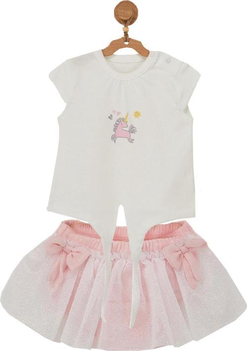 Kız Bebek Unicorn Motifli Bağlama Detaylı Alt Üst Takım AC22718