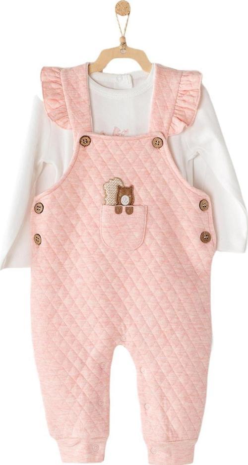 Kız Bebek Sincap Kabartmalı Pembe Tulum AC23328