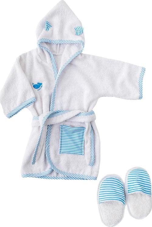 Baby Home Erkek Bebek Mavi Bornoz Takımı AC21827RPrep