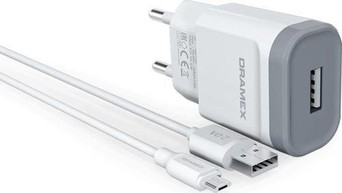D21M 2.0A 1mt USB-A - Micro USB Kablolu 1xUSB-A Port Çıkışlı Şarj Cihazı - Beyaz