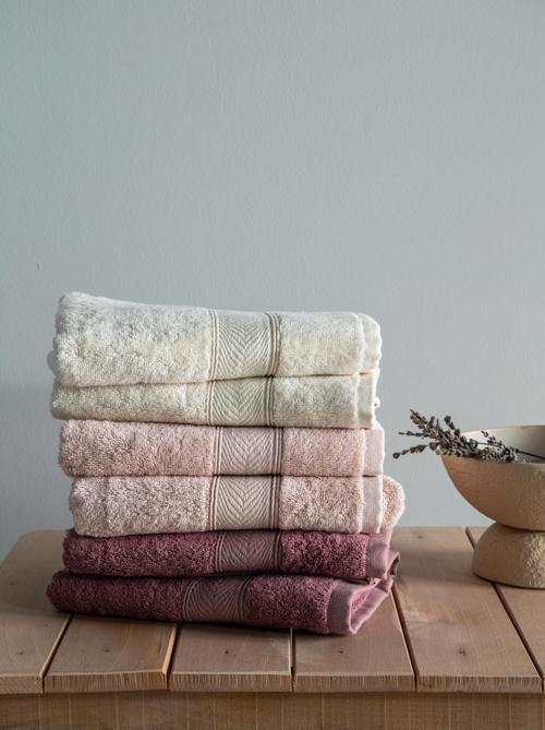 50x90 HAVLU SETI LOTUS EKRU-BLUSH-GUL KURUSU - BANYO SETİ