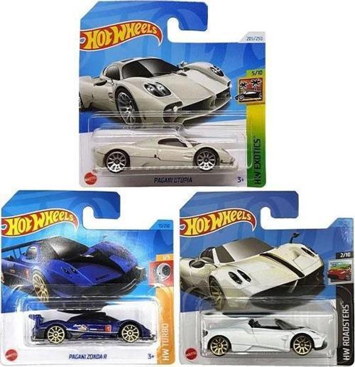 3 Araç Hot Wheels Set - Pagani Zonda R & Pagani Utopia & '17 Pagani Huayra Roadster (1/64)