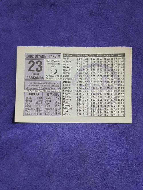 23 Ekim 2002 Takvim Yaprağı - Nostalji Koleksiyonluk Takvim Yaprağı A