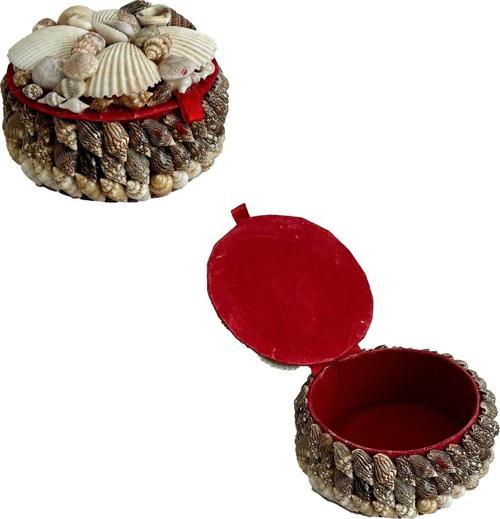 Deniz Kabuğu Kaplamalı Kutu 7x4cm - Mücevher Takı Kutusu