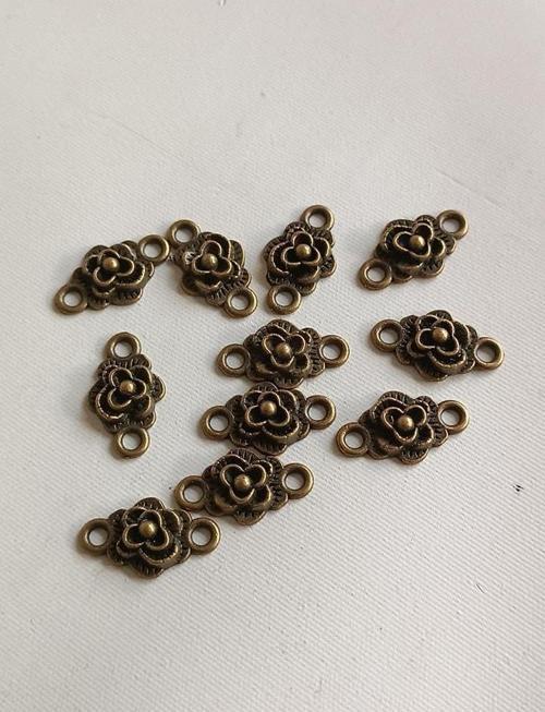 Gül Metal Çinko Alaşım Kolye Ucu 18x3mm 10 Adet