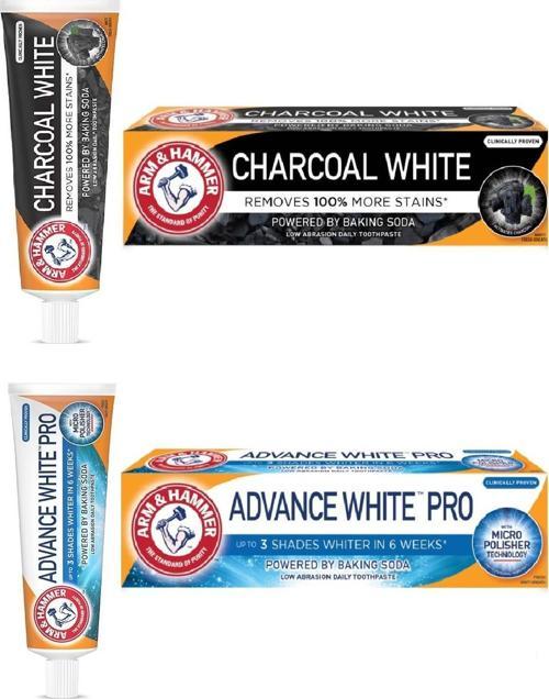 ARM & HAMMER100% KÖMÜR BEYAZLIK DİŞ MACUNU +  ADVANCE WHITE PRO DİŞ MACUNU
