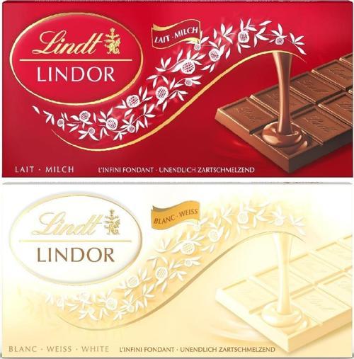 Lındt Lındor Mılk Sütlü Tablet Çikolata 100 G + Lındt Lındor Whıte - Beyaz Tab. Çikolata 100 G