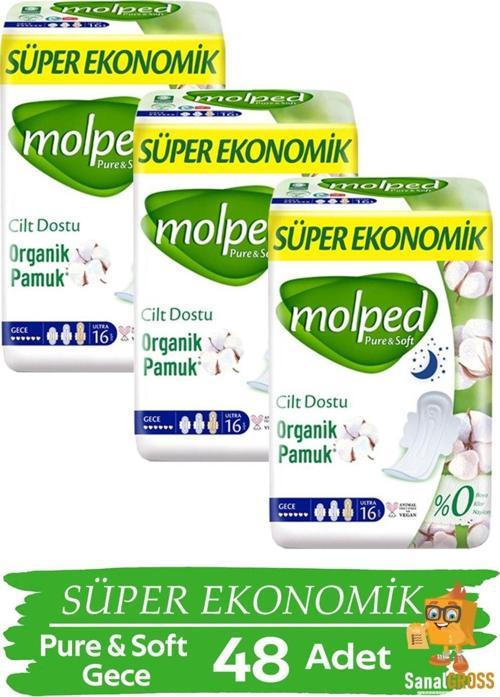 Hijyenik Ped Pure & Soft Süper Eko 16'Lı Gece X 3 Paket