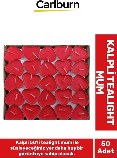 Özel Üretim Dekoratif Hediyelik Sevgili Özel Gün Süslemelerinde Kalpli 50'li Tealight Mum